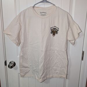 Bone Threads Cotton TShirt Tattoo Style Tiger Glitter Mens Large Cream